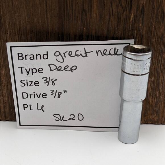 Great Neck Deep Socket 3/8" & 3/8" Drive 6 Point SK20 - Picture 1 of 6